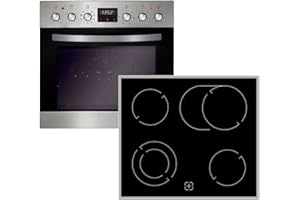 PKM Built-in Cooker Set BIC 1000 IX4, Telescopic Extension, 7 Oven Functions, Includes Hot Air, Recirculation & Grill Function, Timer, Cooking Chamber 59 L, Glass Ceramic Hob, Double Circle and