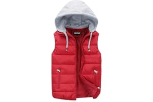 YOUTHUP Homme Veste sans Manches Doudoune Matelassé Couleur Légère Gilet à Capuche Manteaux épais en Hiver