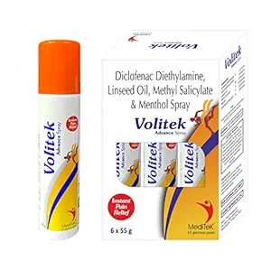 Meditek Volitek Advance Instant Pain Relief Spray 55gms (Retail Pack of 6)