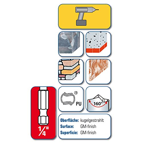 alpen Hartmetall-Betonbohrer Profi Beton, 1/4 Zoll Sechskant-Schaft, Durchmesser 10 mm, L1 120 mm, L2 80 mm, 18901000100 - 5