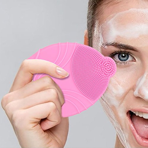 Facial Cleansing Brush, KINGDOMCARES Electric Deep Exfoliator Microdermabrasion Silicone Face and Body Massager Waterproof Rechargeable Makeup Remover Anti-Aging Facial Polish and Scrub Pink