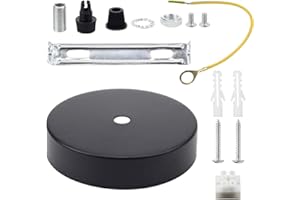 TIANFAN Rosone per lampadario da soffitto, con cavo e morsetto Flex, piastra di montaggio per luce, 100 mm, disponibile in vari colori nero opaco