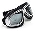Produktbild SOXON SG-301 Night Vintage Vespa Scooter Flieger-Brille Schutz-Brille Goggles Biker Jet-Brille Oldtimer Sport-Brille Cruiser Motorrad-Brille Pilot Ski-Brille, Leder Design, Schwarz/Schwarz, Einheitsgröße