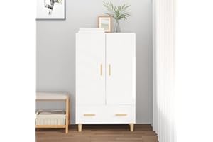 FIRBNUS Aparador Blanco con Brillo Mueble Entrada Recibidor Recibidores De Entrada Aparador Cocina Muebles De Salon Armario Auxiliar Vitrina Salon Buffet 70x31x115 cm Manija de Madera