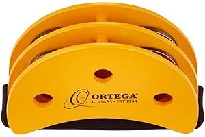 Ortega Guitars Tambourin de Pied – Percussion Series – Tambourin de Pied avec Cymbalettes en Acier Inoxydable – Chêne de Siam, Orange (OGFT)