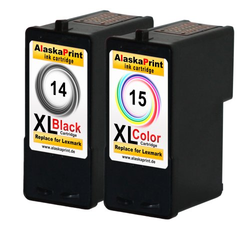 Premium 2er Set Kompatible Druckerpatronen Als Ersatz für Lexmark 14 XL + 15 XL für Lexmark X2600 X2620 X2630 X2650 X2670 Z2300 Z2310 Z2320 X2620 X2600 Tintenpatronen (Schwarz , Farbig) 14+15- Lex