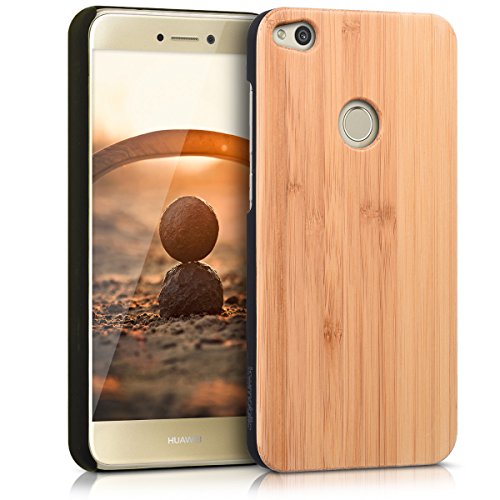 kwmobile Funda para Huawei P8 Lite  2017  - Carcasa Posterior de  Madera  - Case Protector  Duro  en  marr  n Claro 