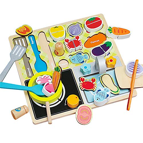 Preisvergleich Produktbild Kinder Pädagogisches Spielzeug, Kinder Küche Gemüse Spielzeug Puzzle Spielzeug, Jungen & Mädchen aus Holz ungiftig Farbe Küche Geschirr Puzzle pädagogisches Spielzeug für über 18 Monate Baby