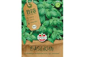 Sperli BIO Basilikumsamen 83785 – großblättrige Sorte im Typ "Genoveser" - Inhalt für circa 300 Pflanzen - Kräutersamen, Kräuterpflanzen, Saagut