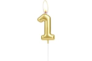 MCISKIN Sparkling Light Golden 1st Birthday Number Candle, Golden Number 1 Cake Candle, Birthday Cake Topper Cupcake Girl Boy, Wedding Anniversary Decoration