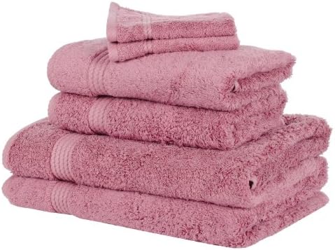 6 Piece Bamboo Bathroom Linen Face Cloth Hand Bath Sheet Towel Bale Set - Blush