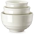 DOWAN Ceramic Mixing Bowls for Kitchen, Size 3.5/1.9/1.2 Qt Large Serving Bowl Set, Microwave and Dishwasher Safe, Sturdy & No Scratch, Nesting Bowls for Space Saving, 3-Piece Set, Creme White
