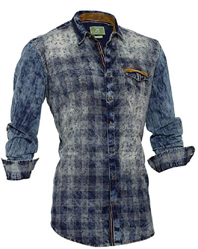 Zorro Shirt for Men – Denim Blue Color Shirt for Men - 100% Denim Fabric with Softner Washed Shirts – Regular Fit Formal Shirt for Men – Long Sleeve Printed Shirt Shirt for Men