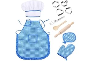 NIWWIN Chef Set pour enfants, 11 Pcs Chef Play Set Enfants Cuisine Costume Rôle Faire semblant Kits pour Garçons Filles Toddler Jeu de Rôle Cuisine et Cuisson ensemble