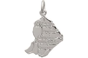 LES PLAISIRS DE STELLA Pendentif en Argent 925/000 Rhodié Forme Guyane Française - Bijoux Femme Homme Mixte Unisexe