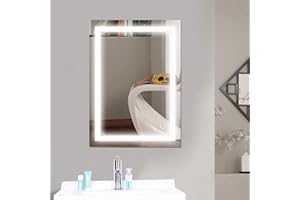 YIZHE Espejos de Aumento con iluminación LED, Deluxe, de Pared, para Afeitado, Espejo de baño Premium,60x80 cm