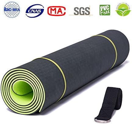 Yoga Mats Thick Non Slip - ATHOON 2017 New Eco Friendly Exercise Mat for Pliate Bikram Ashtanga Hatha for Women and Men, Green Black