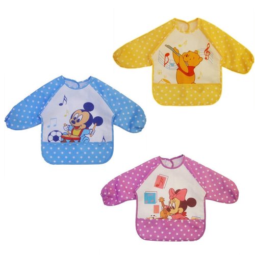 Generic Baby Infant feeding Bib Smock Waterproof with Sleeves Pack of 3