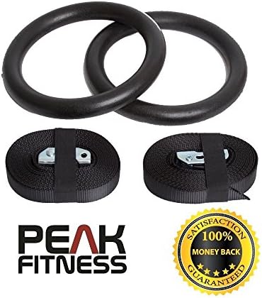 Peak Fitness Gymnastic Rings with adjustable straps, Amazing Gym Rings for Muscular Bodyweight Training to Quickly Build Strength and Lean Muscle Mass, Choice of Colours (Orange)