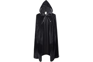 VIROSA Unisex Value Black Vevet Style Hooded Cape Adult/Kids Fancy Dress Costume, Unixsex, Halloween, Fancy Dress