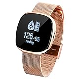 Altsommer Bluetooth Smart Watch mit 0,95 Zoll OLED HD-Display,Schlafqualität, Herzfrequenz, Blutdruck, Smart Uhr mit Multi-Spachen Multifunktion Fitness Tracker für Android, IOS (Rose Gold)