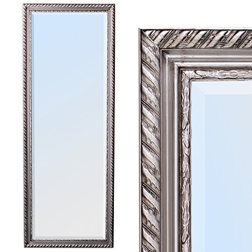 WANDSPIEGEL BAROCK SILBER ANTIK DESIGN SPIEGEL Stripe 160x60cm MIT HOLZRAHMEN