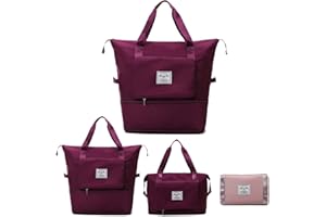 Aisoway Borsone da viaggio,Borsa sportiva Tote Gym,Borsa da viaggio per le donne,Con manica trolley e tasca bagnata (Red)