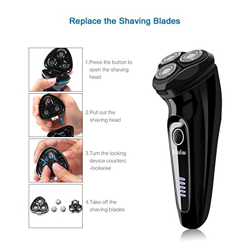 Kissliss Nass- & Trockenrasierer Wasserdichter Rotationsrasierer Elektrischer Rasierer für Männer, (USB Aufladen) - 8