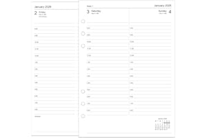 Orgnizme 2026 Diary Refill A5 Size, Day on One Page, Compatible with Filofax A5 Organiser, 148 x 210mm