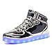 Produktbild Voovix Kinder Litch Schuhe Blinkende Sneaker Led Leuchtende High-top USB Aufladen Shoes für Jungen und Mädchen(Silber,EU33)