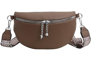 GSenhui Damska torebka na brzuch, stylowa torba crossbody, szeroki pasek, mała torba na ramię damska, płócienna torba z łańcuszkiem z zamkiem błyskawicznym i odpinanym paskiem na ramię, torebka na