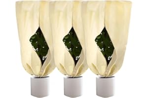 NAVESO Voile Hivernage Plante Exterieur, 3 Pack 80x60cm Housse Hivernage Plante avec Cordon de Serrage et Zipper, Housses de Protection pour Plantes Réutilisable Plantes Contre Gel et Vent