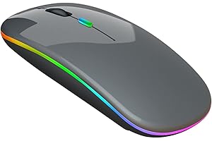 TEEKU Souris sans fil rechargeable à LED silencieuse 2,4 G (gris, taille unique)