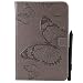 Produktbild Samsung Galaxy Fälle Retro Schmetterling Blumenmuster PU Leder Brieftasche Anti-Scratch Ständer Schutzhülle mit Kartenfächern für Samsung Galaxy Tab A 8.0 Zoll SM-T350 (Release 2015) (Farbe : Grau)