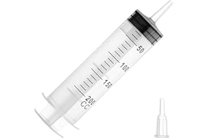 COTOM 200ml Large Syringe Plastic, Pet Feeding Syringe Sterile Package for Scientific Labs, Measurement, Dispensing, Watering, Refilling