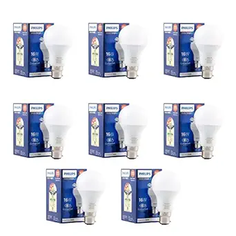 PHILIPS Stellar Bright 16 Watt LED Bulb, Base B22 ,Cool Day Light, Pack of 8