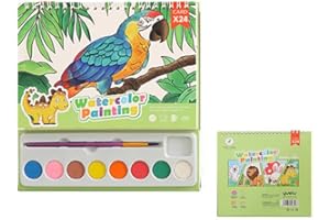 WHYCNJL 1 sztuka kolorowanki akwarelowe z farbami, pędzlami i umywalką dla małych dzieci, papier do malowania akwarelowego dla dzieci w wieku magiczna książka, prezent dla rzemiosła artystycznego do