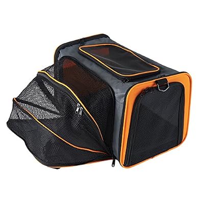 Petcomer Extensible de Voyage Pliable Confortable Soft-Sided Sacs de Transport pour Chiens et Autres Animaux, Grand Transporteur De Chats (L, Orange)