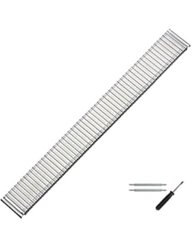 Uhrenarmband 18mm Metall XL Silber Matt - Inkl. Federstege / Werkezug - Edelstahl - Inkl. Wechselanstoß 20mm -...