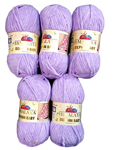 5 x 100 g Himalaya Dolphin Baby 80305 lila flieder, 500 Gramm Wolle zum stricken und häkeln