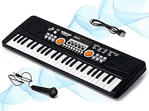 Chhabra Surgicals Kids 49 Key Piano Keyboard Toy for Kids dc Power Option+ Microphone Multi Colour Keys with USB Charging Big Fun Electronics Keyboard Kids Medium Size Easy to Use Dc Power (49 Key)