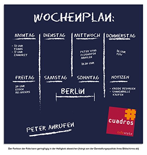 Selbstklebende Tafelfolie | Markerfolie in versch. Größen & Farben ab 14,90 € | Whiteboardfolie Boardmarkerfolie | inkl. 2 Stück Kreide | Wandfolie Blau (120×80 cm) - 2