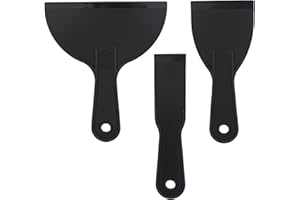 XIASHENG 3 Piezas Espatula Plastico 1,5/3/6 Pulgadas espátulas con mangos para Masilla Herramienta de Raspadores de Pintura de plástico Espátulas para paredes de Yeso,Raspado de Papel Tapiz y Mucho