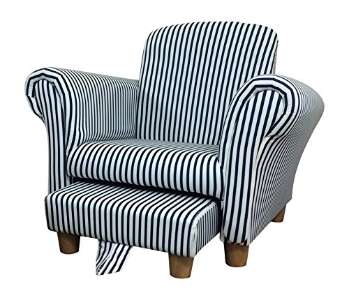Kids/Childrens/Toddler Striped Fabric Chair Armchair with Footstool