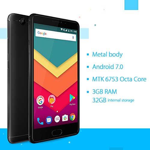 Telefono Cellulare in offerta,Vernee Thor Plus 4G Smartphone Sbloccato,Schermo AMOLED da 5.5 pollici,Octa Core 3GB+32GB Android 7.0 ,Dual Sim, Impronta Digitale,Batteria 6200mAh,Fotocamere 8MP+13MP(Nero)