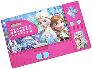 KIKU Frozen Multi Purpose Movie Character Double Sided Plastic Jumbo Pencil Box with Calculator for Kids (Random Colour and Design)