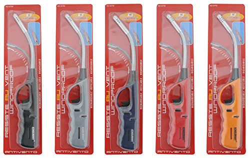 3stk. Stabfeuerzeug Sturmfeuerzeug Gas Feuerzeug flexibel biegsam „Goldfisch“ 29,5 cm lang nachfüllbar, orange Sturmflamme [Versand durch konsum-shop] - 2