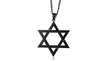HCMA Nouveau Collier Pendentif étoile Classique pour Hommes en Or Noir Couleur Argent Acier au Titane Bijoux juifs d'israël