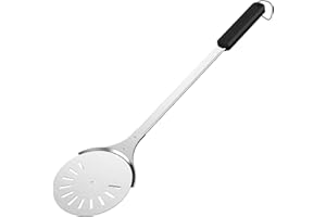 Cozze® Pelle à Pizza rotative Ø18 cm – Pelle Professionnelle en Acier Inoxydable avec Manche Long – Résistante à la Chaleur – Longueur Totale 76 cm – Certifiée LFGB, Noir