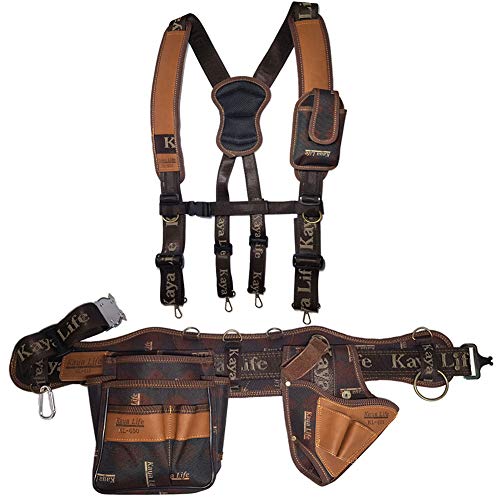 HW GLOBAL Rangement Des à Gaines à Outils Sacoches Tabliers Clous Poches Étui Pour Perceuse Ceintures Boucles de Marteaux Porte Bretelles Rembourrées électriciens Ceinture Ajustable Cadeau fête des Pères Bricoleur Charpentier Menuisier Maçons Soudeurs Tool Belt Pouch Rig Suspender Organiseur #600 (lot de 4)